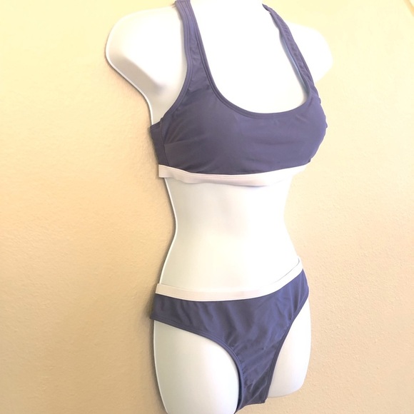 Cupshe Roaming River Sporty Back Bralette & Banded Hipster Bikini Set Size  M/L - Picture 5 of 16